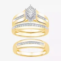 Unisex Adult 3/8 CT. T.W. Natural White Diamond 10K Gold Marquise Side Stone Bridal Set