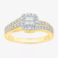 Unisex Adult 1/2 CT. T.W. Natural White Diamond 10K Two Tone Gold Side Stone Bridal Set