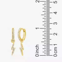 1/3 CT. T.W. Cubic Zirconia 18K Gold Over Silver 26.2mm LIghtning Bolt Hoop Earrings