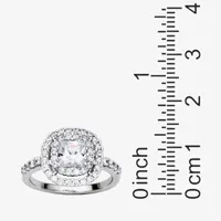 Womens 3 1/2 CT. T.W Cubic Zirconia Sterling Silver Square Halo Cocktail Ring