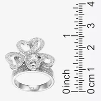 Womens 1 3/4 CT. T.W. Cubic Zirconia Sterling Silver Heart Cocktail Ring