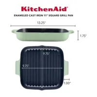 KitchenAid Enameled Cast Iron 11" Square Grill Pan
