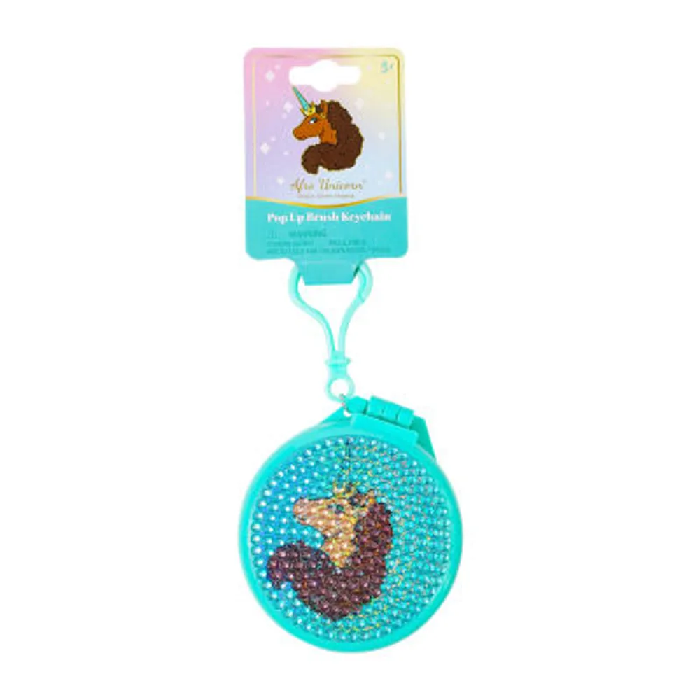 Afro Unicorn Pop-Up Hairbrush Keychain