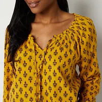 St. John's Bay Womens Split Tie Neck Long Sleeve Blouse