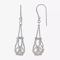 Cultured Freshwater Pearl Chain Drop Earrings 