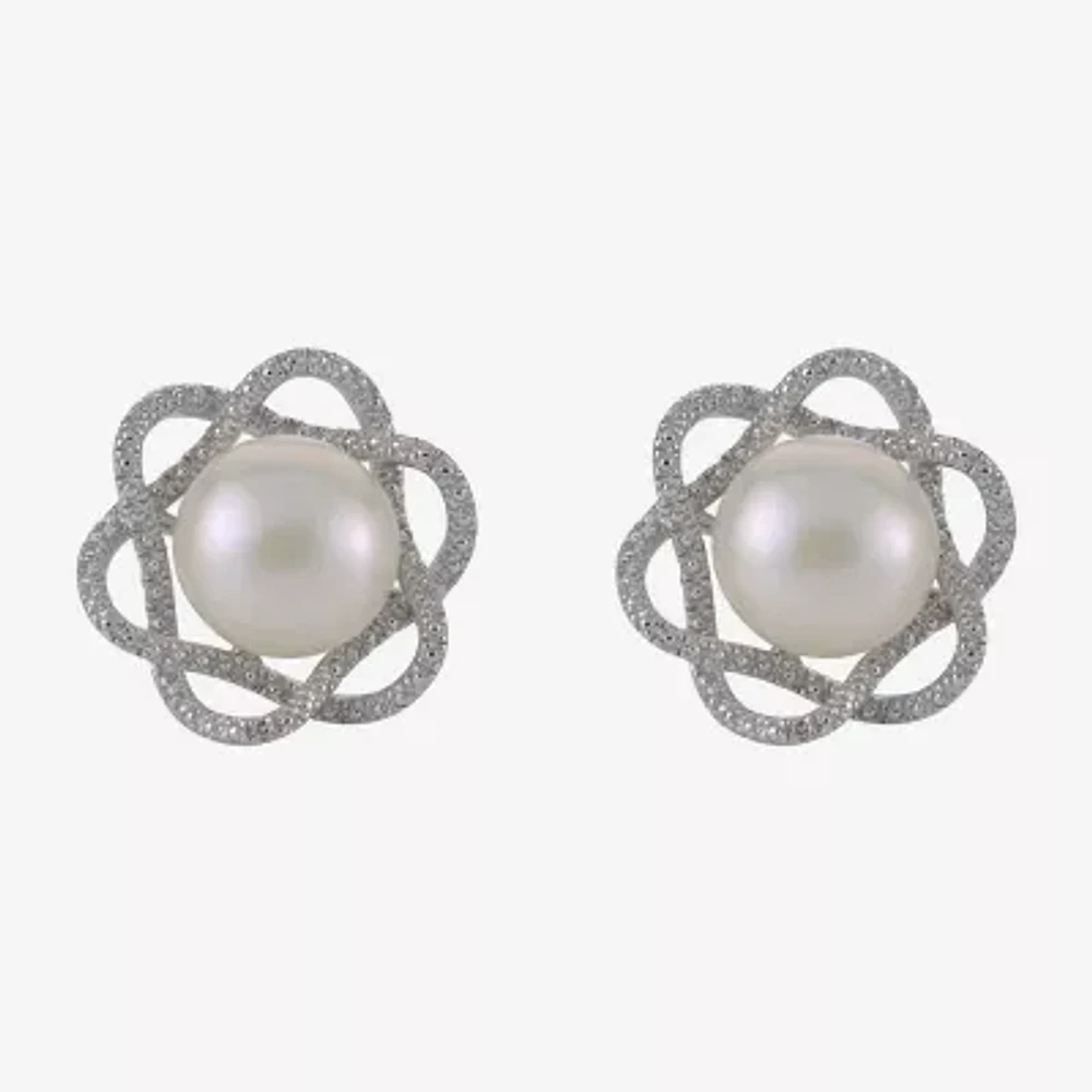 Cultured Freshwater Pearl & Diamond-Accent Earrings