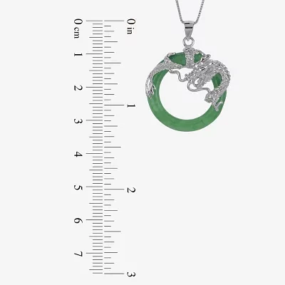 Green Jade Circle & Dragon Pendant Necklace