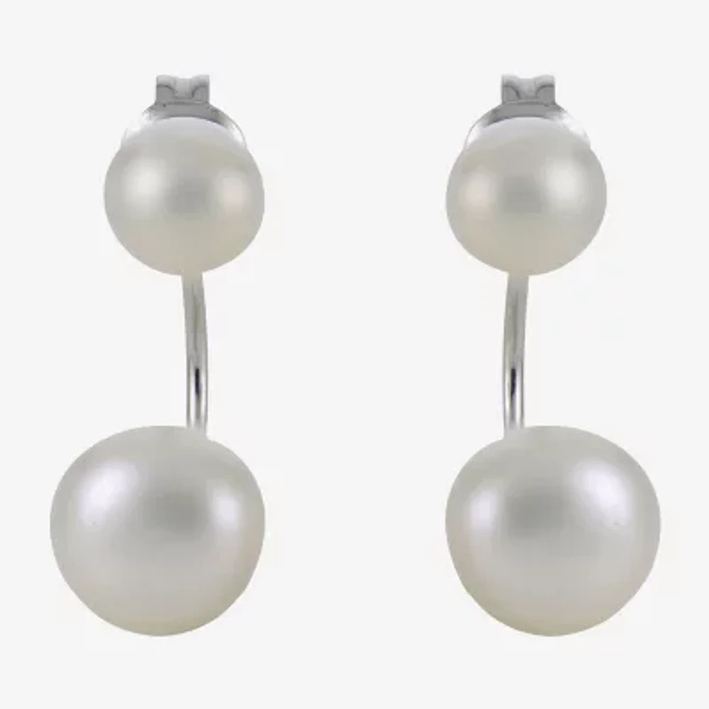 Cultured Freshwater Pearl Sterling Silver Front-to-Back Earrings