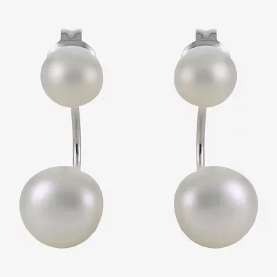 Cultured Freshwater Pearl Sterling Silver Front-to-Back Earrings