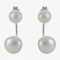 Cultured Freshwater Pearl Sterling Silver Front-to-Back Earrings