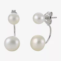 Cultured Freshwater Pearl Sterling Silver Front-to-Back Earrings