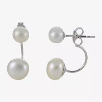 Cultured Freshwater Pearl Sterling Silver Front-to-Back Earrings