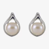 8-8.5Mm Cultured Freshwater Button Pearl Sterling Silver Earrings