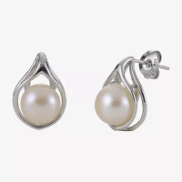 8-8.5Mm Cultured Freshwater Button Pearl Sterling Silver Earrings