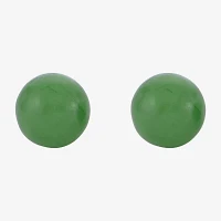 Genuine Jade 14K Yellow Gold Stud Earrings