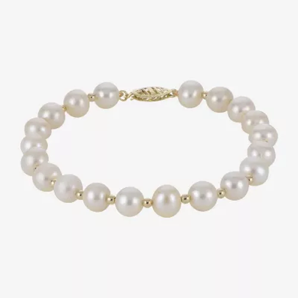7-7.5Mm Cultured Freshwater Pearl Sterling Silver Bracelet