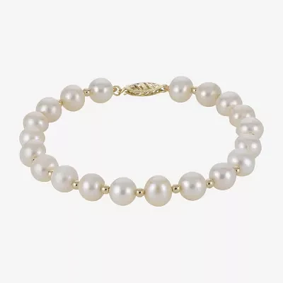 7-7.5Mm Cultured Freshwater Pearl Sterling Silver Bracelet