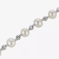 Cultured Freshwater Pearl & Brilliance Bead Sterling Silver Bracelet