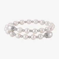 Cultured Freshwater Pearl & Sterling Silver Brilliance Bead Coil Bracelet