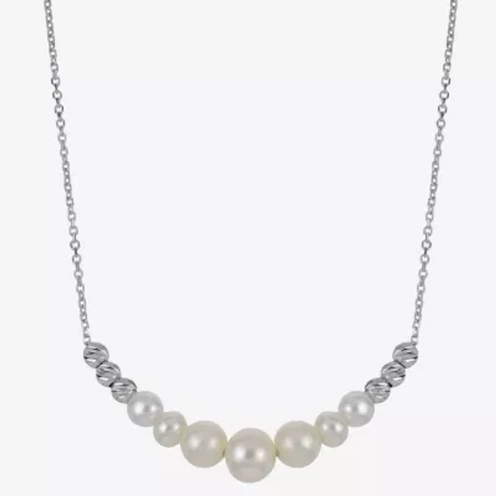 Womens White Sterling Silver 18 Inch Collar Necklace