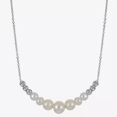 Womens White Sterling Silver 18 Inch Collar Necklace