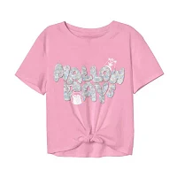 Little & Big Girls Tie Front Round Neck Short Sleeve Squishmallows Graphic T-Shirt