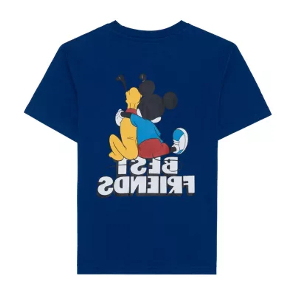 Disney Collection Little & Big Boys Crew Neck Short Sleeve Mickey and Friends Graphic T-Shirt