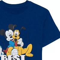 Disney Collection Little & Big Boys Crew Neck Short Sleeve Mickey and Friends Graphic T-Shirt