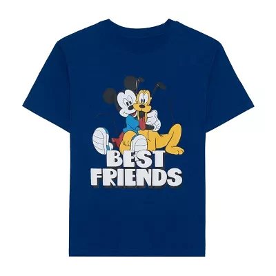 Disney Collection Little & Big Boys Crew Neck Short Sleeve Mickey and Friends Graphic T-Shirt