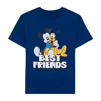 Disney Collection Little & Big Boys Crew Neck Short Sleeve Mickey and Friends Graphic T-Shirt