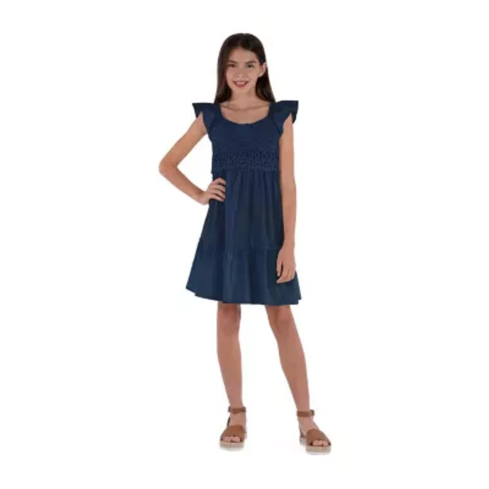 Speechless Big Girls Short Sleeve Ruffled Babydoll Dress