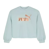 PUMA Big Girls Crew Neck Long Sleeve Fleece Sweatshirt