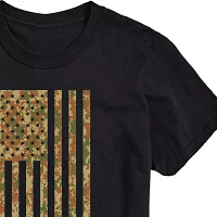 Mens Short Sleeve Camo American Flag Graphic T-Shirt