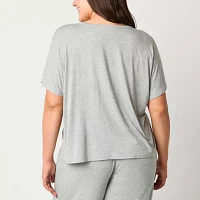 Ambrielle Womens Short Sleeve Crew Neck Pajama Top