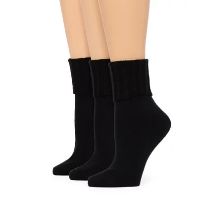 Mixit Essentials Thick Rib 3 Pair Turncuff Socks Womens