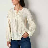 Frye and Co. Womens Split Tie Neck Long Sleeve Blouse