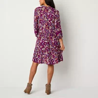 Frye and Co. Womens 3/4 Sleeve Floral Empire Waist Dress