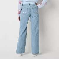 Arizona Juniors Ripped Womens Highest Rise Straight Leg Jean