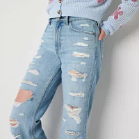 Arizona Juniors Ripped Womens Highest Rise Straight Leg Jean