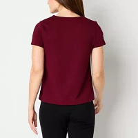 Liz Claiborne Womens Square Neck Short Sleeve T-Shirt