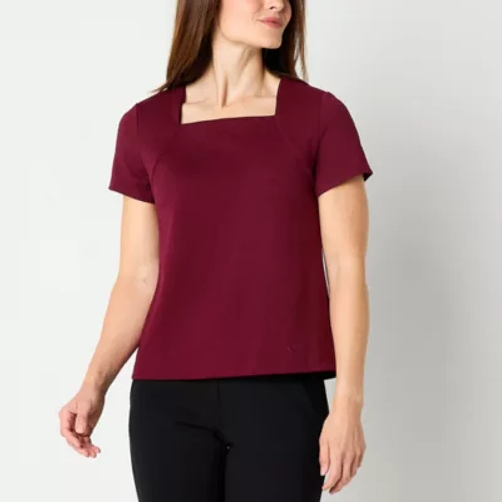 Liz Claiborne Womens Square Neck Short Sleeve T-Shirt