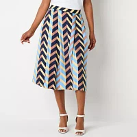 Liz Claiborne Womens Mid Rise Midi Full Skirt