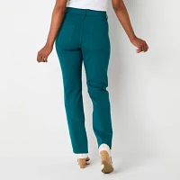 Liz Claiborne Flexi Ponte Womens Mid Rise Slim Pant