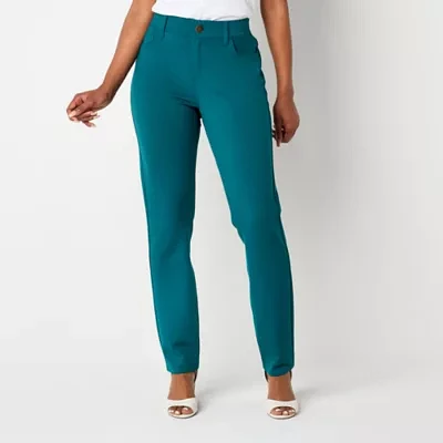 Liz Claiborne Flexi Ponte Womens Mid Rise Slim Pant