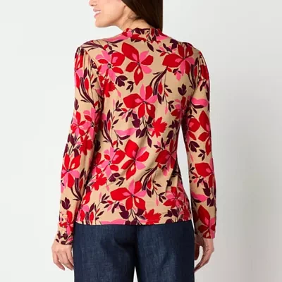 Liz Claiborne Womens Long Sleeve Mock Neck Top