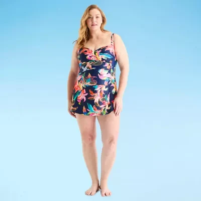 Liz Claiborne Floral Swim Dress Plus