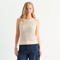 a.n.a Crochet Womens Crew Neck Sleeveless Pullover Sweater