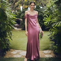 Premier Amour Off The Shoulder Womens Short Sleeve Evening Gown