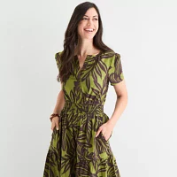 Be by CHETTA B Womens Short Sleeve Floral Maxi Dress