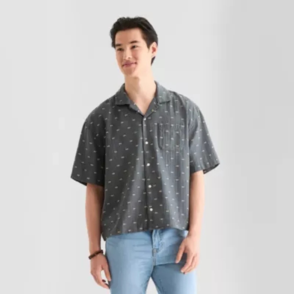 Arizona Mens Regular Fit Short Sleeve Button-Down Shirt